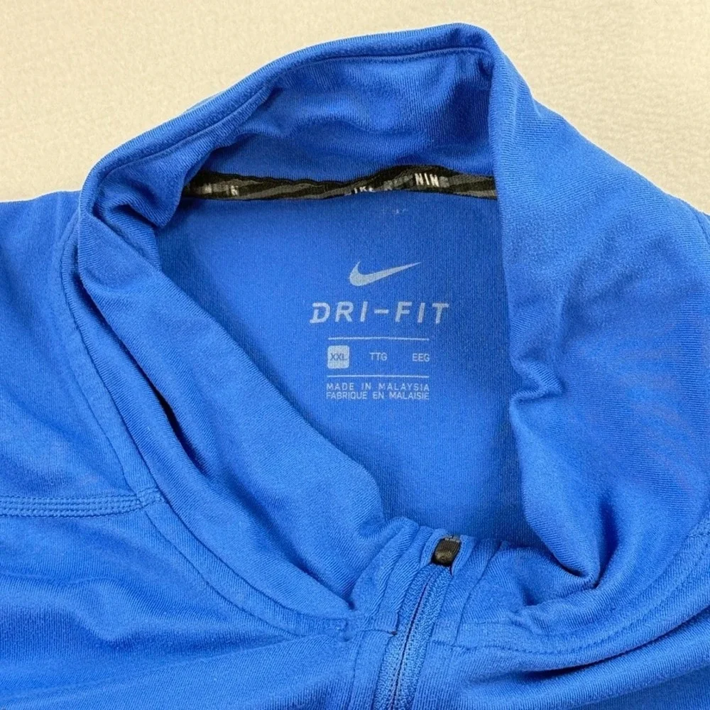 Nike Quarter Zip Pullover‎ Mens XXL Blue Dri-FIT Running Long Sleeve Swoosh Top